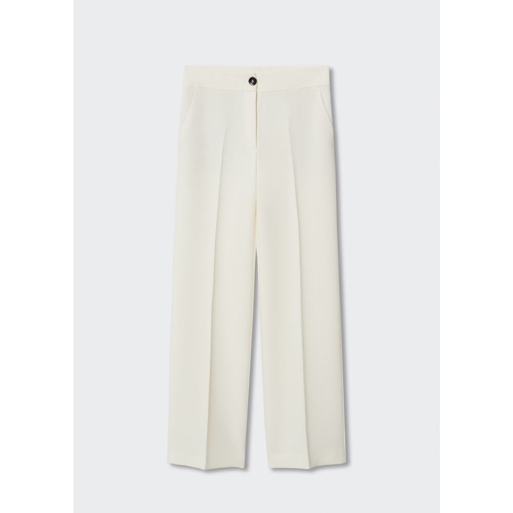 Mango Flowy Palazzo Pants Cream Ecru Ivory High Waist Wide Leg Trousers Size 4 - Picture 3 of 11